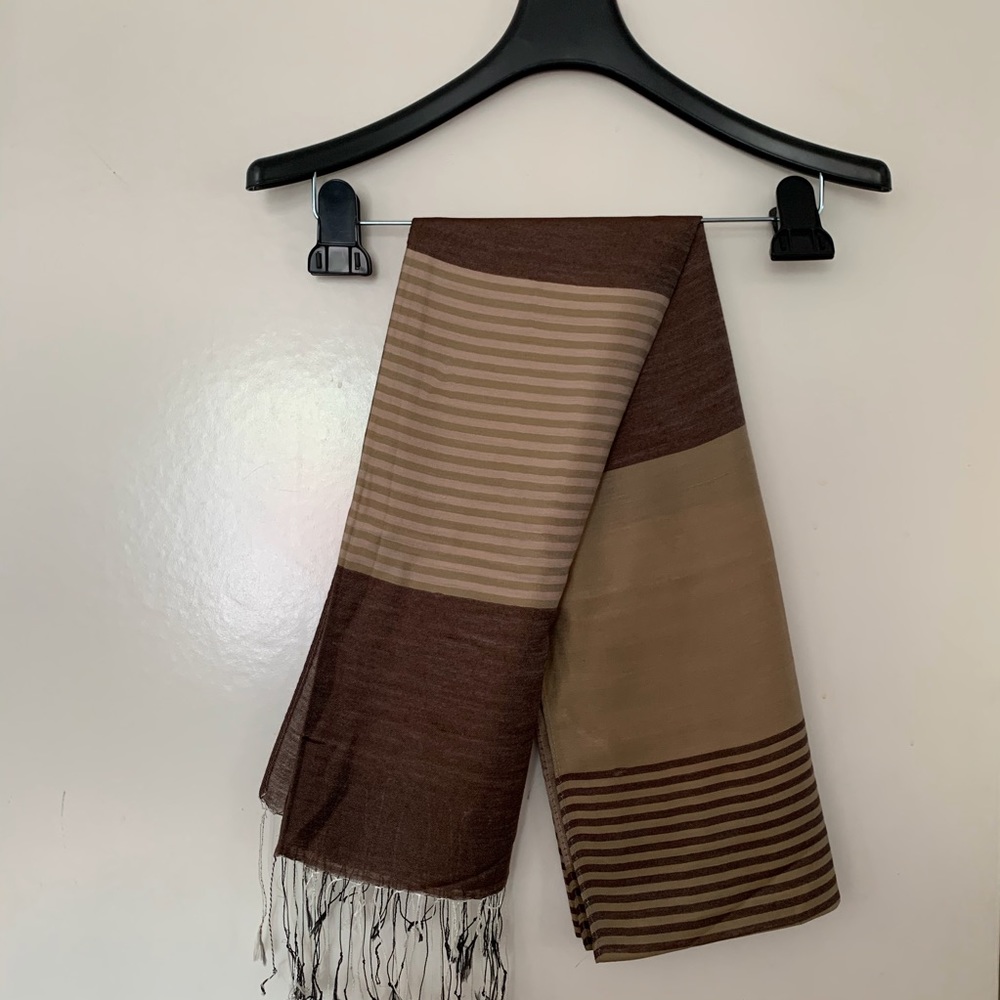 Silk Wrap Brown Striped One Size Fits All